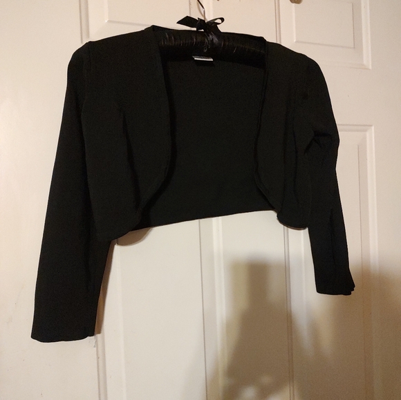 🐈‍⬛🖤🐈‍⬛ Elegant Silky Vtg Max Studio Onyx Black Cropped Cardigan Jacket - S - Picture 5 of 12